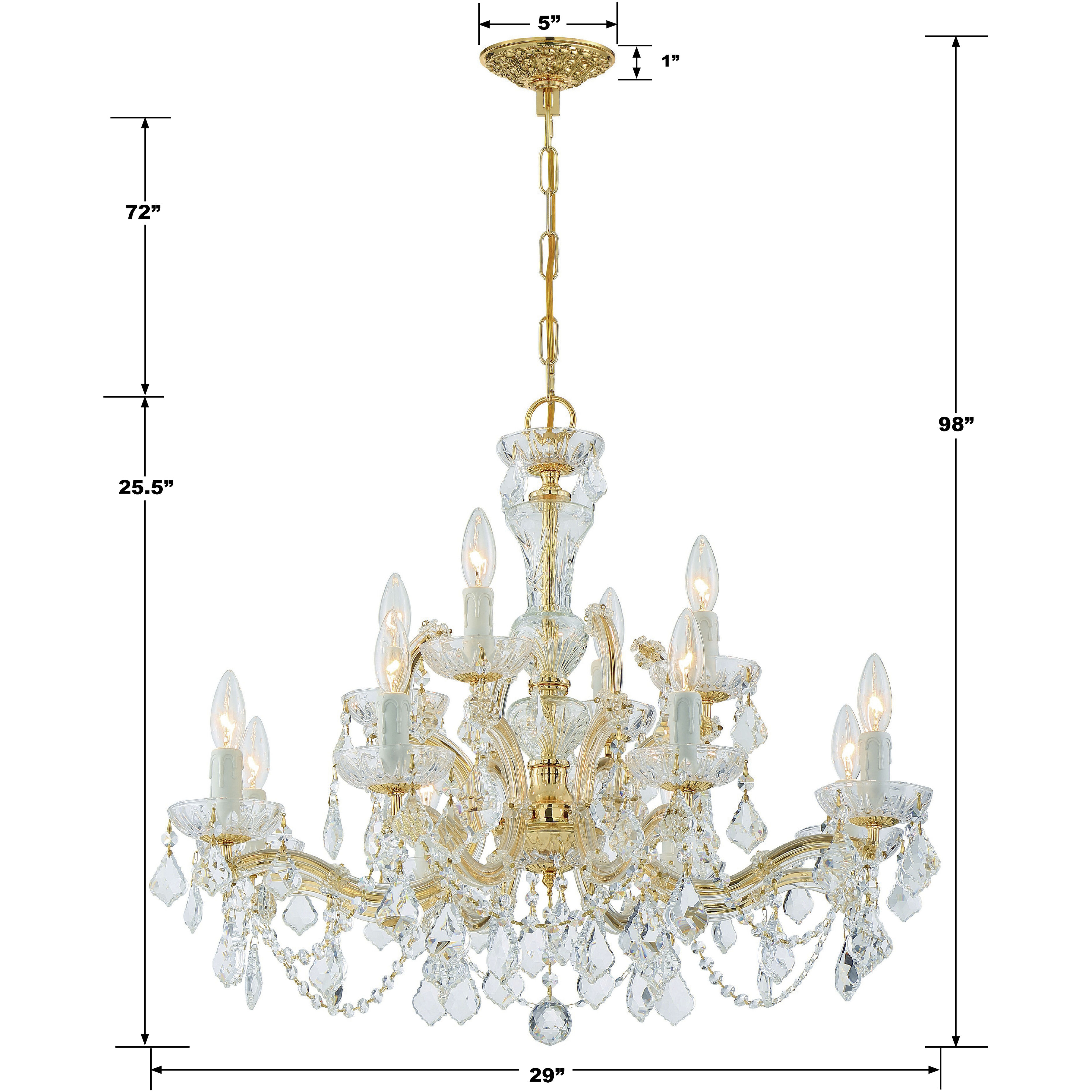 Maria Theresa 12 Light 29 inch Gold Chandelier Ceiling Light in Clear Hand Cut
