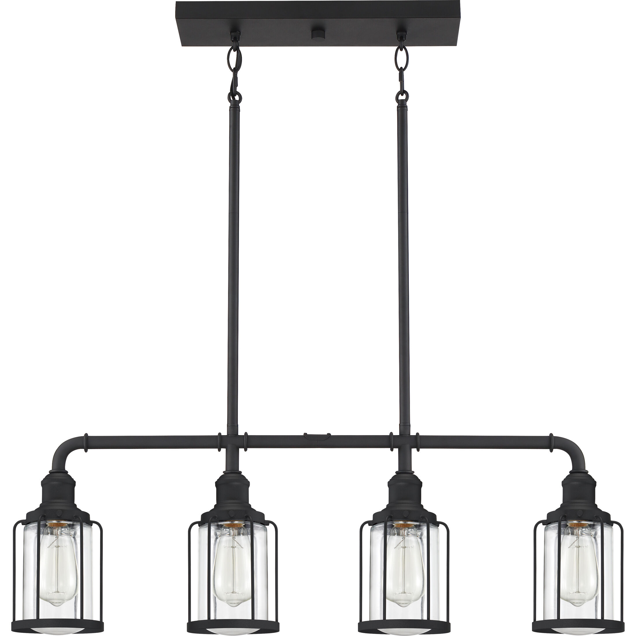 Ludlow 4 Light 34 inch Earth Black Linear Chandelier Ceiling Light