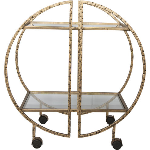 Zelina Antique Gold and Clear Glass Bar Cart