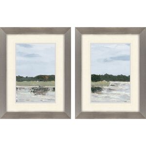 Cool Day Blue and Gray and Green Framed Art