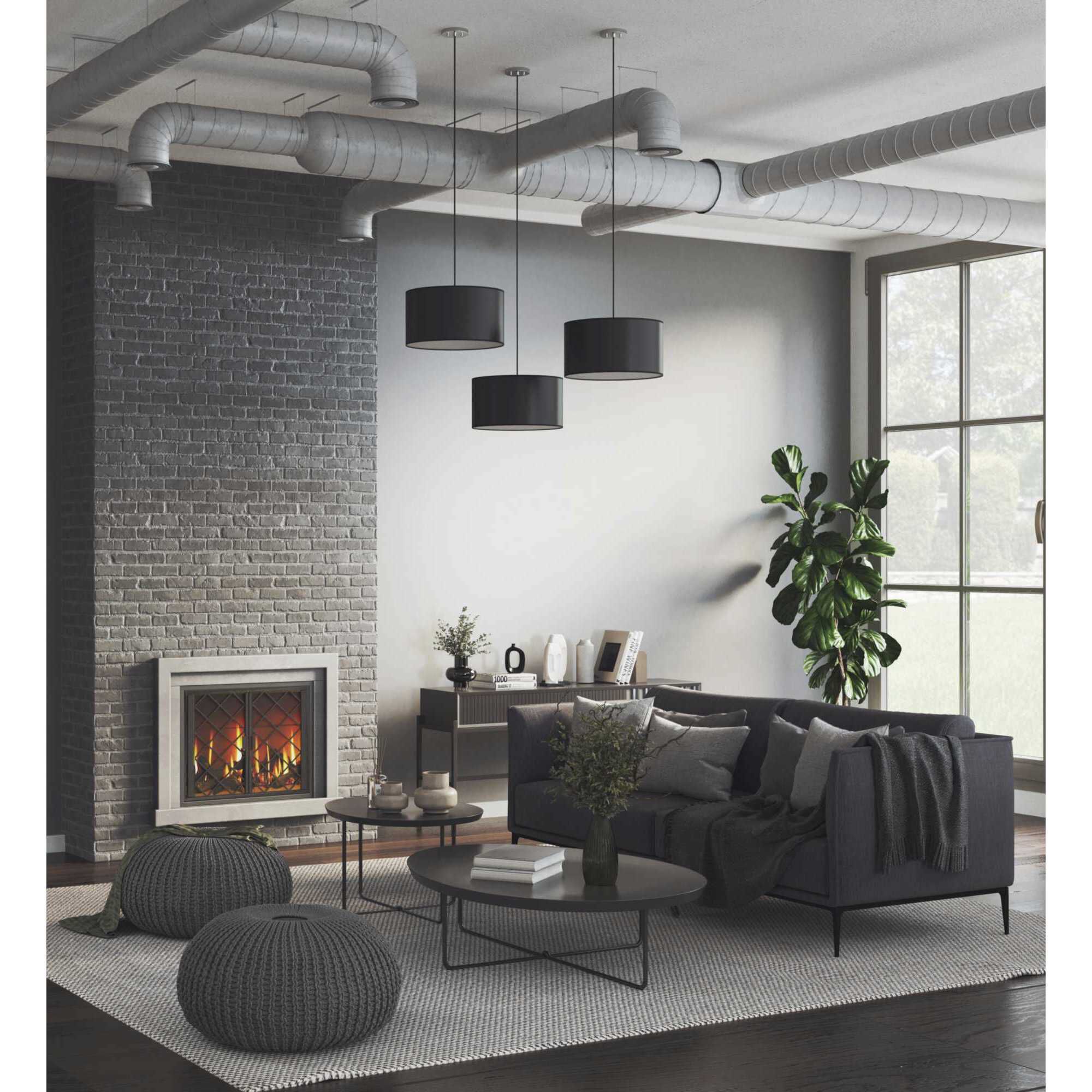 Markor 3 Light 18.12 inch Brushed Nickel/Matte Black/Vintage Brass Drum Pendant Ceiling Light in Black Parchment