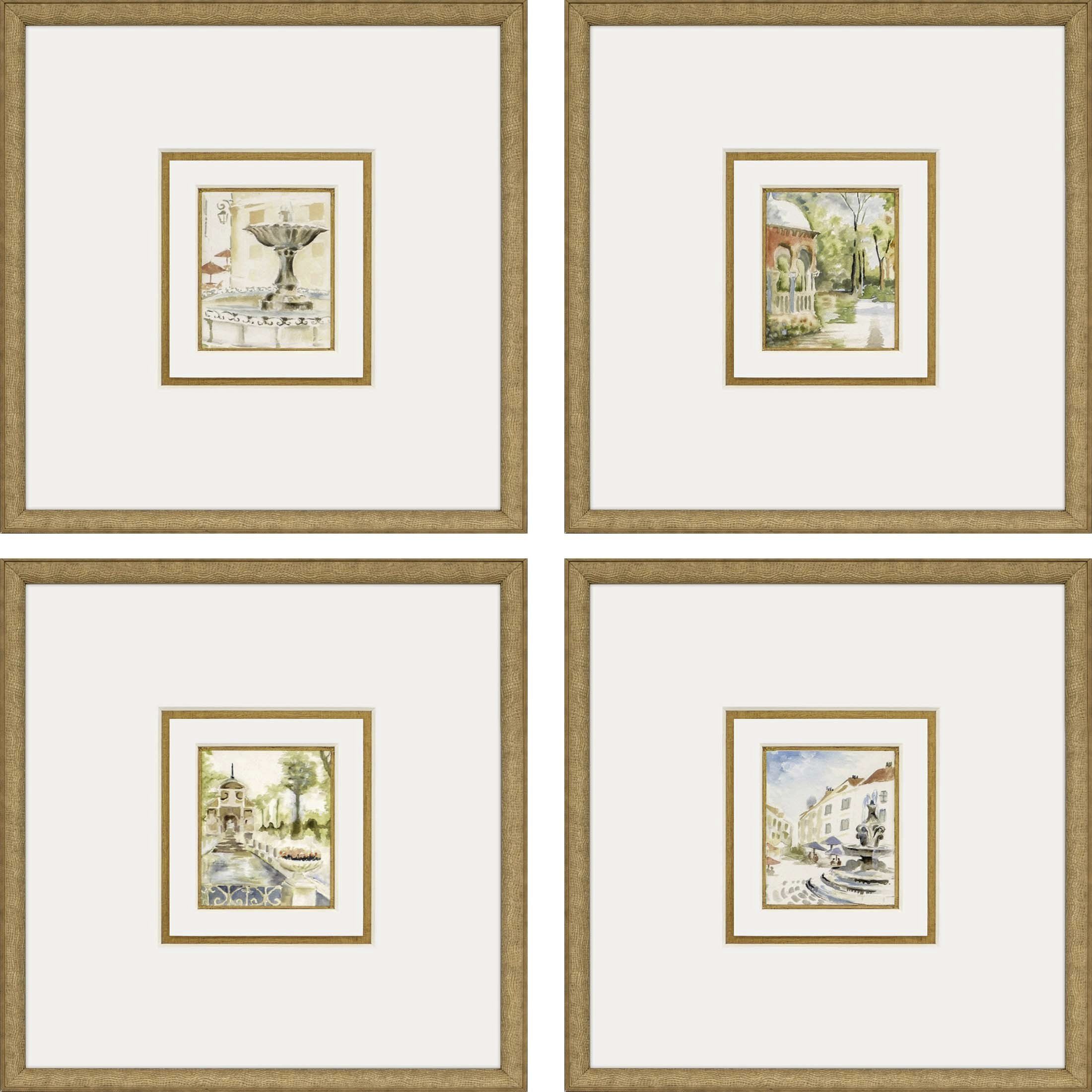 Fountains Multi and Green and Beige and Blue Framed Art, The Studio