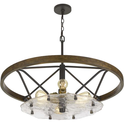 Sherrill 6 Light 32 inch Bronze with Wood Chandelier Ceiling Light