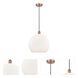 Edison Athens LED 13.75 inch Antique Copper Pendant Ceiling Light in Matte White Glass