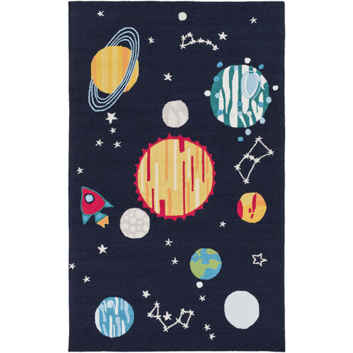 Peek-A-Boo 114 X 90 inch Ink Blue/Yellow/Red/Blue/Teal/Light Gray Handmade Rug, Poly Acrylic