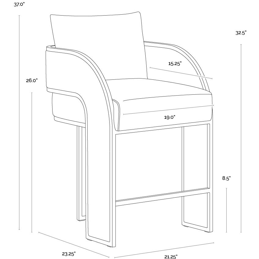 Baz 37 inch Napa Black Counter Stool