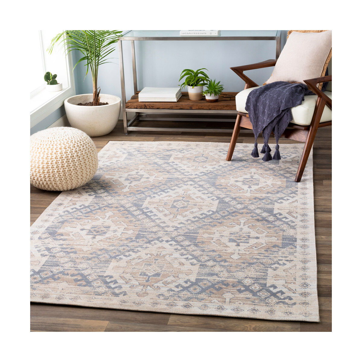 Amsterdam 36 X 24 inch Medium Gray/Taupe/Khaki/White Rugs, Cotton