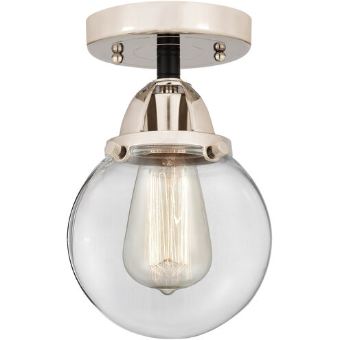 Nouveau 2 Beacon 1 Light 6 inch Black Polished Nickel Semi-Flush Mount Ceiling Light in Clear Glass