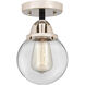 Nouveau 2 Beacon 1 Light 6 inch Black Polished Nickel Semi-Flush Mount Ceiling Light in Clear Glass