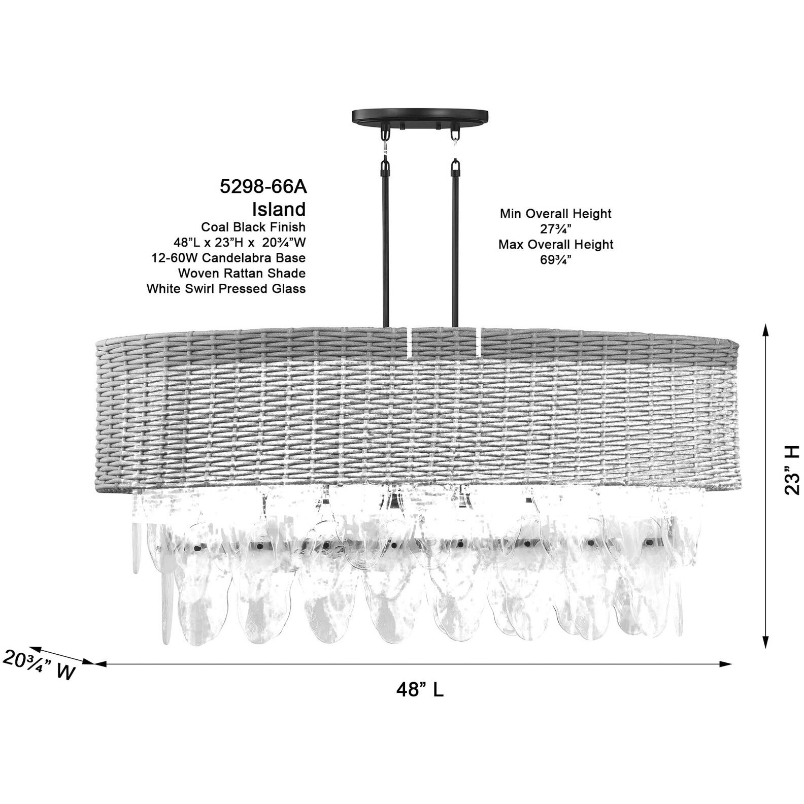 Breakers Isle 12 Light 48 inch Coal Island Light Ceiling Light
