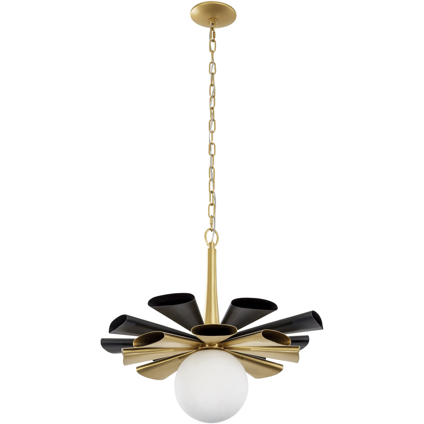 Daphne 1 Light 24.5 inch Matte Black and French Gold Pendant Ceiling Light