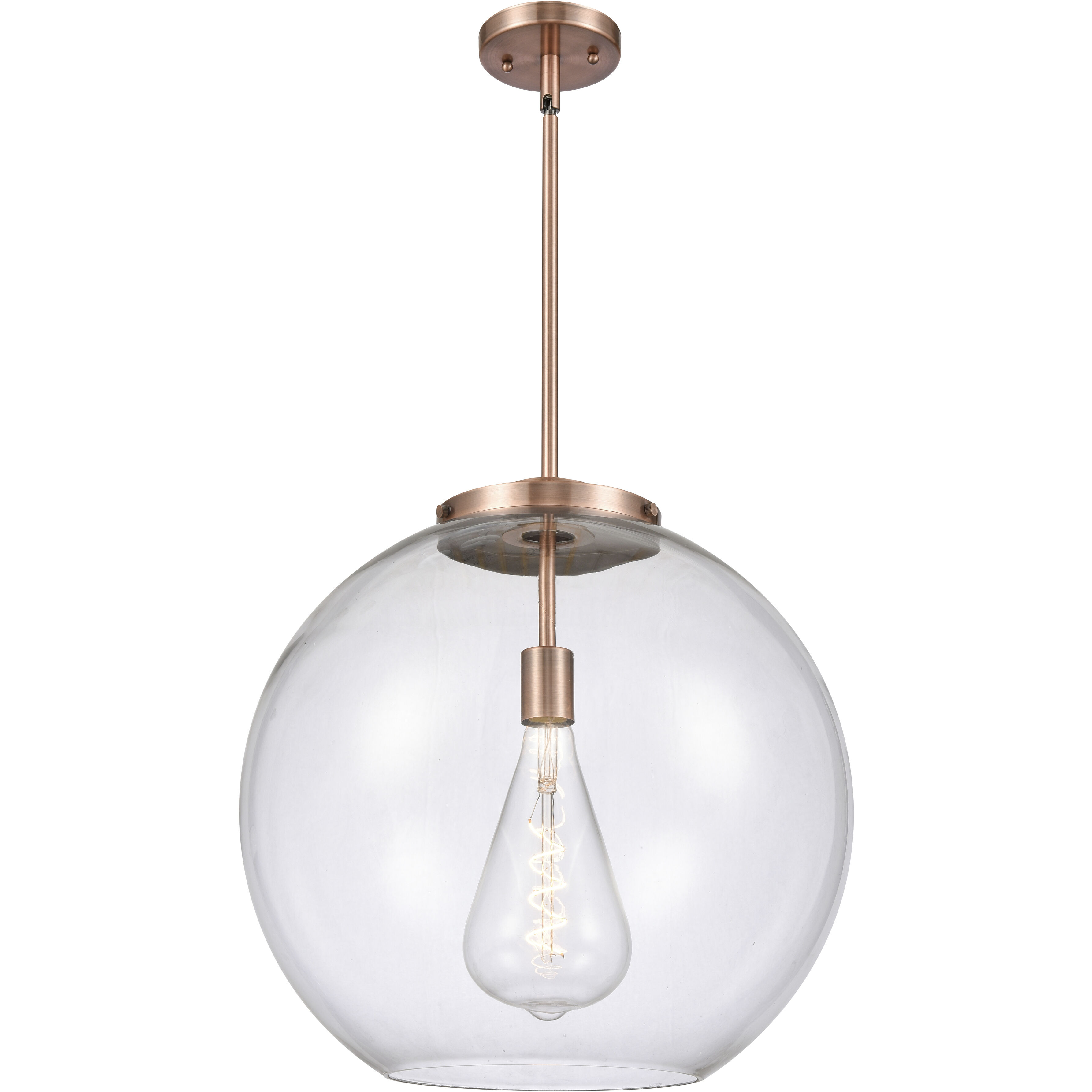 Ballston Athens 1 Light 17.75 inch Antique Copper Pendant Ceiling Light in Incandescent, Clear