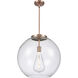 Ballston Athens 1 Light 17.75 inch Antique Copper Pendant Ceiling Light in Incandescent, Clear
