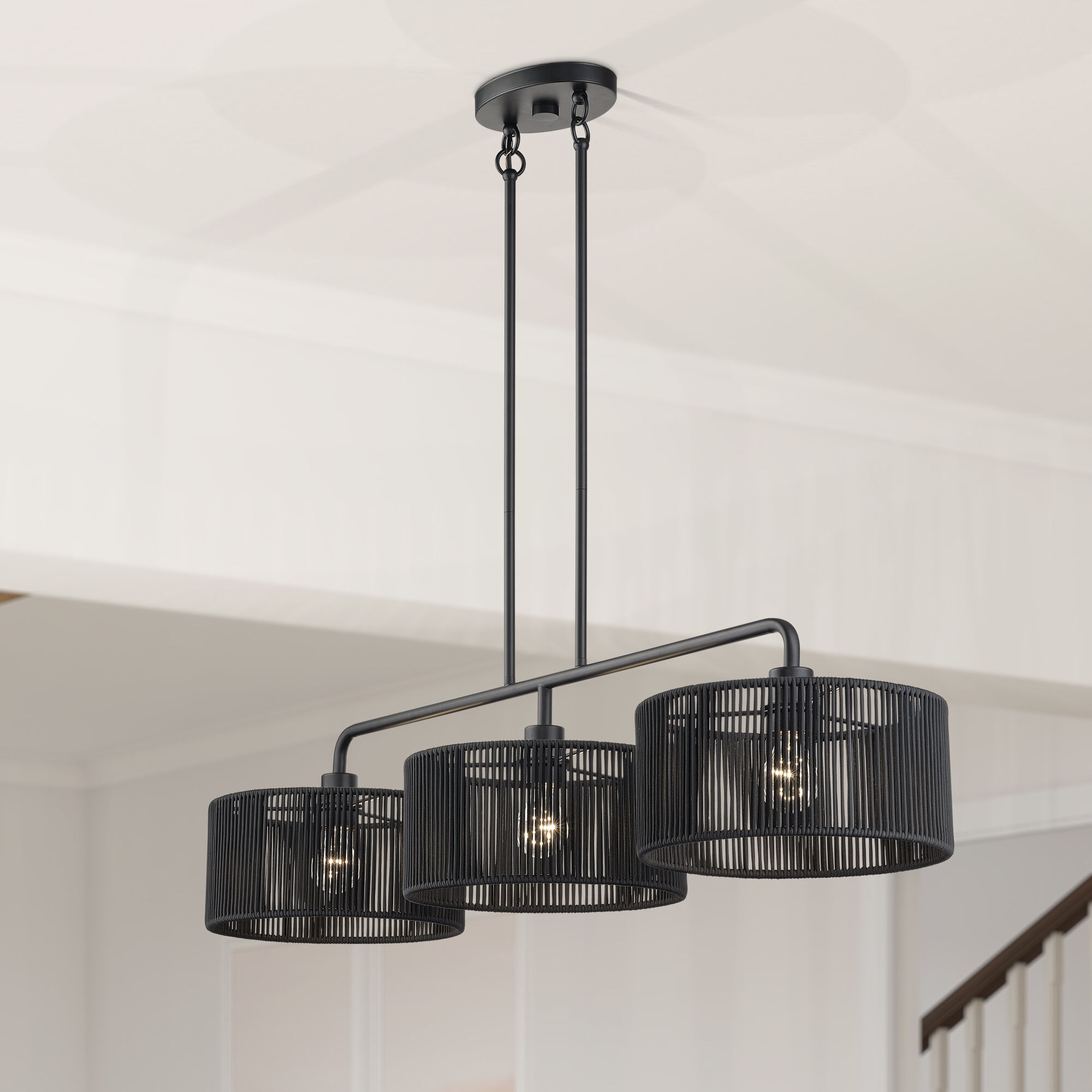 Acordia 3 Light 46 inch Black Linear Chandelier Ceiling Light, Extra Large