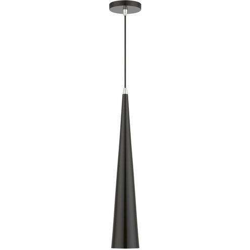 Andes 1 Light 5 inch Shiny Black with Polished Chrome Accents Single Pendant Ceiling Light, Tall