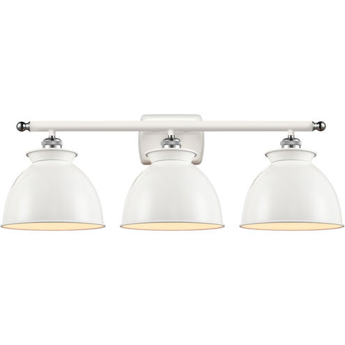 Ballston Adirondack 3 Light 28 inch White and Polished Chrome Bath Vanity Light Wall Light in Incandescent, Glossy White, Ballston