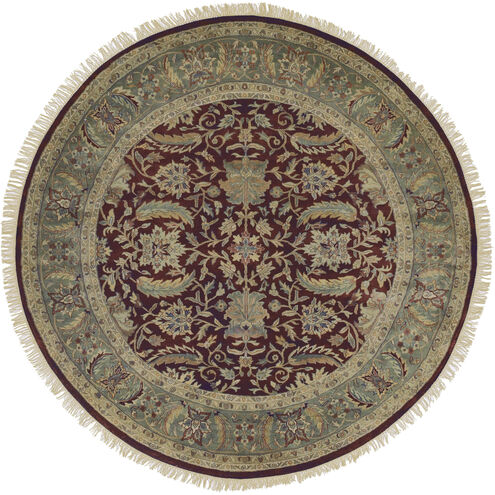 Taj Mahal 96 X 96 inch Burgundy, Grass Green, Saffron Rug