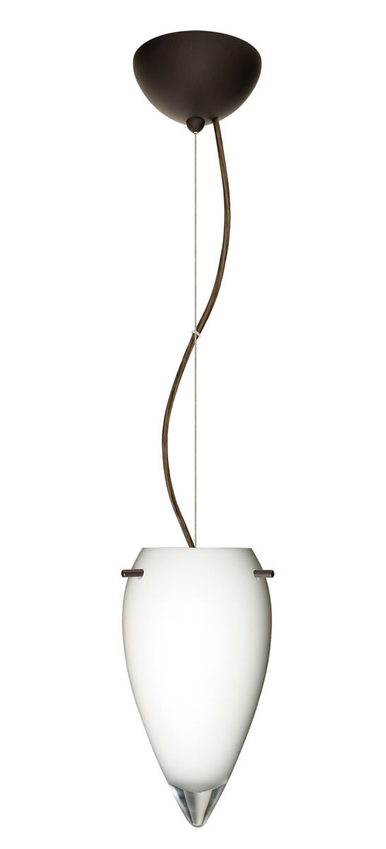 Juli 1 Light Bronze Pendant Ceiling Light in Opal Glossy Glass, Incandescent