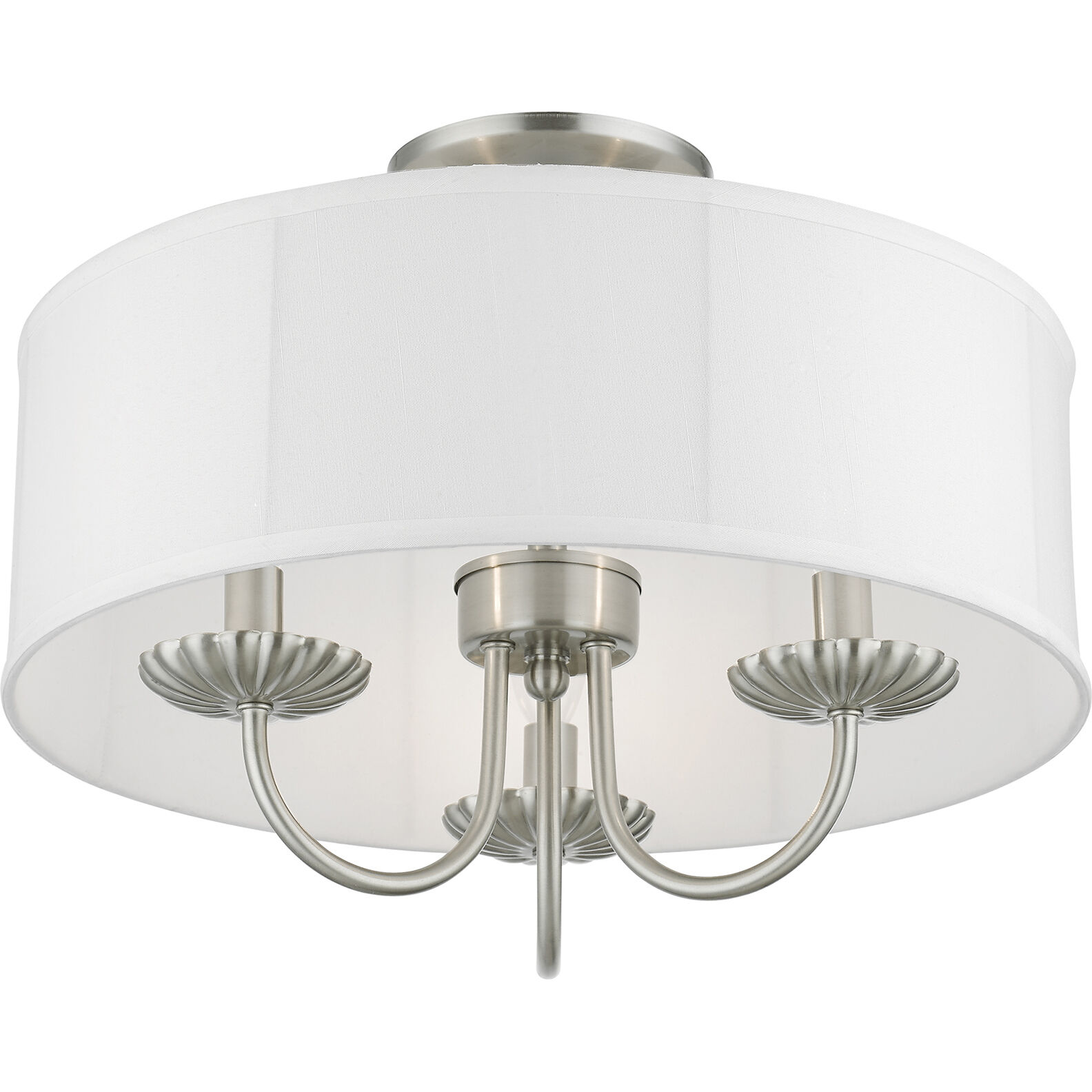 Brookdale 3 Light 16 inch Brushed Nickel Semi-Flush Mount Ceiling Light