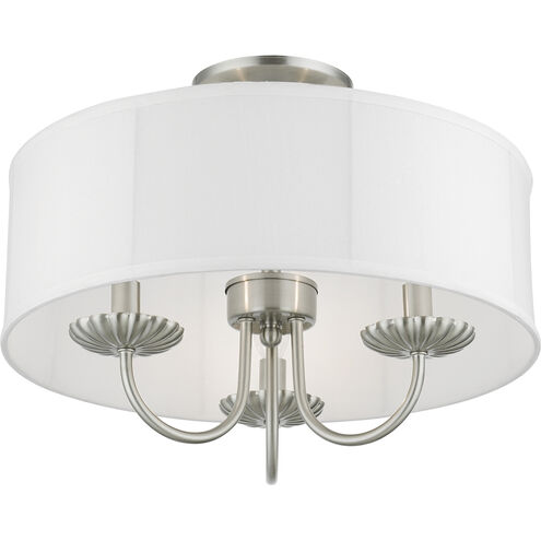 Brookdale 3 Light 16 inch Brushed Nickel Semi-Flush Mount Ceiling Light