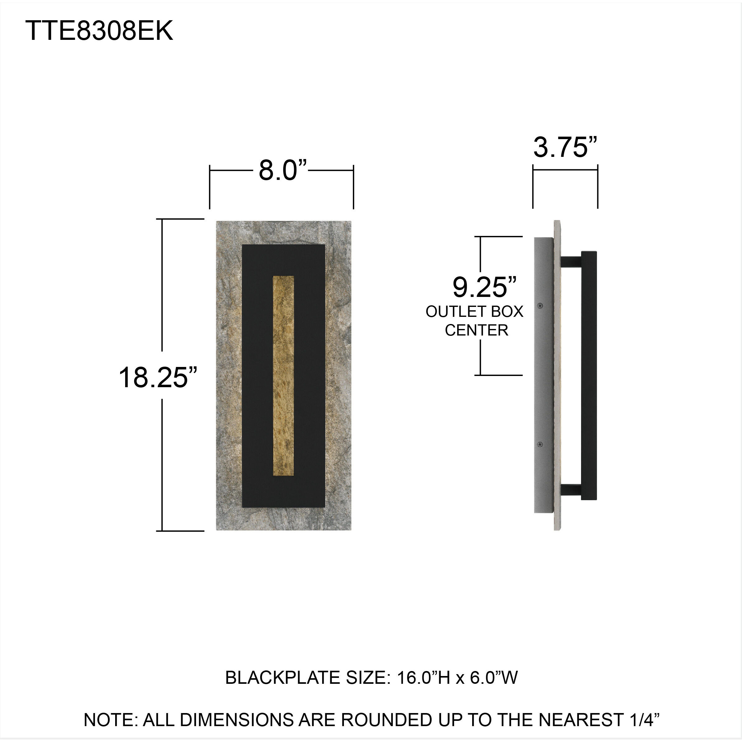 Tate LED 18 inch Earth Black Outdoor Wall Lantern, Medium