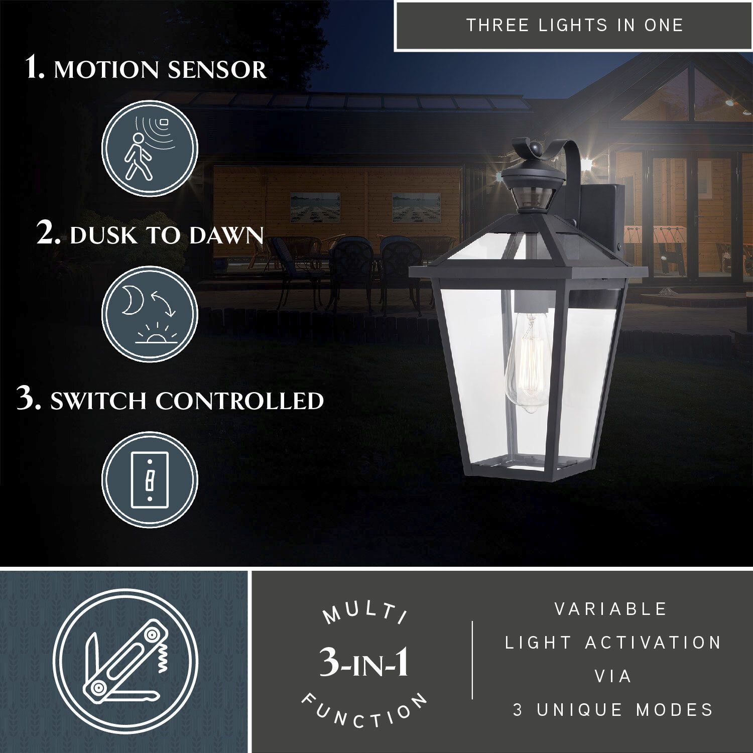 Derby Matte Black Outdoor Motion Sensor