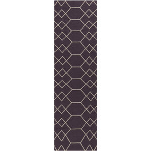 Frontier 96 X 30 inch Eggplant, Cream Rug