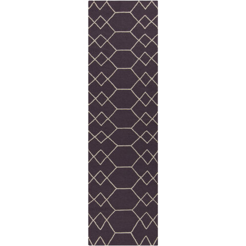 Frontier 96 X 30 inch Eggplant, Cream Rug