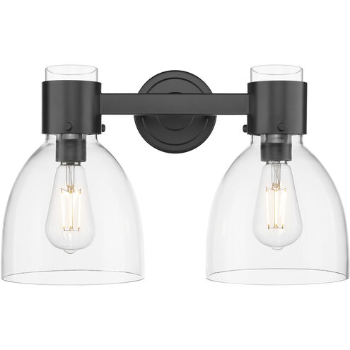 Downtown Urban Lawton Bell 2 Light 15.5 inch Matte Black Bath Vanity Light Wall Light in Clear