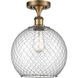 Ballston Large Farmhouse Chicken Wire 1 Light 10 inch Brushed Brass Semi-Flush Mount Ceiling Light, Ballston