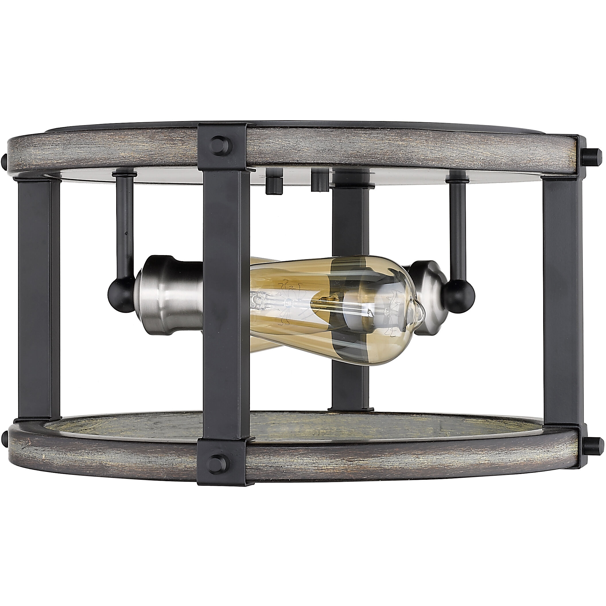 Kirkland 2 Light 12.75 inch Ashen Barnboard Flush Mount Ceiling Light