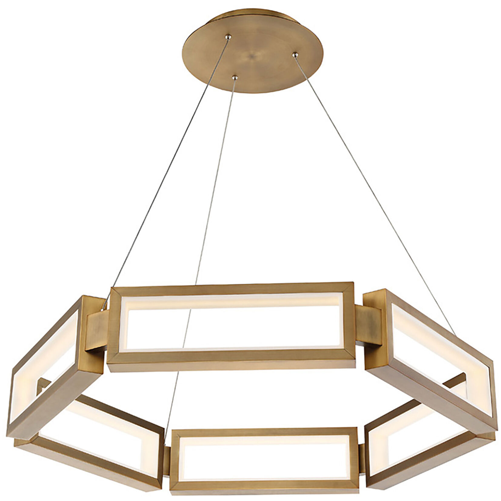 Mies LED 35 inch Aged Brass Chandelier Ceiling Light in 35in.
