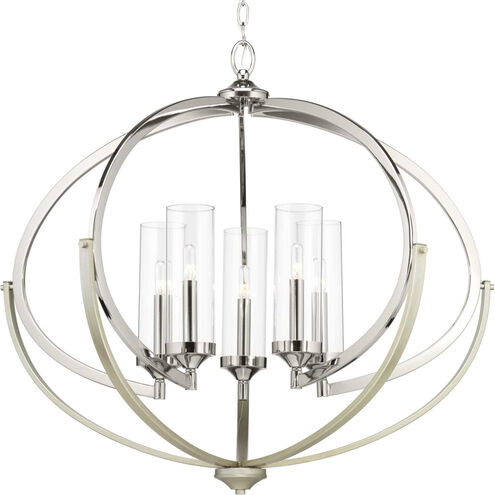 Evoke 5 Light 34 inch Polished Nickel Chandelier Ceiling Light, Design Series