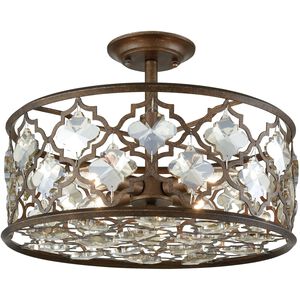 Armand 4 Light 17 inch Weathered Bronze Semi Flush Mount Ceiling Light