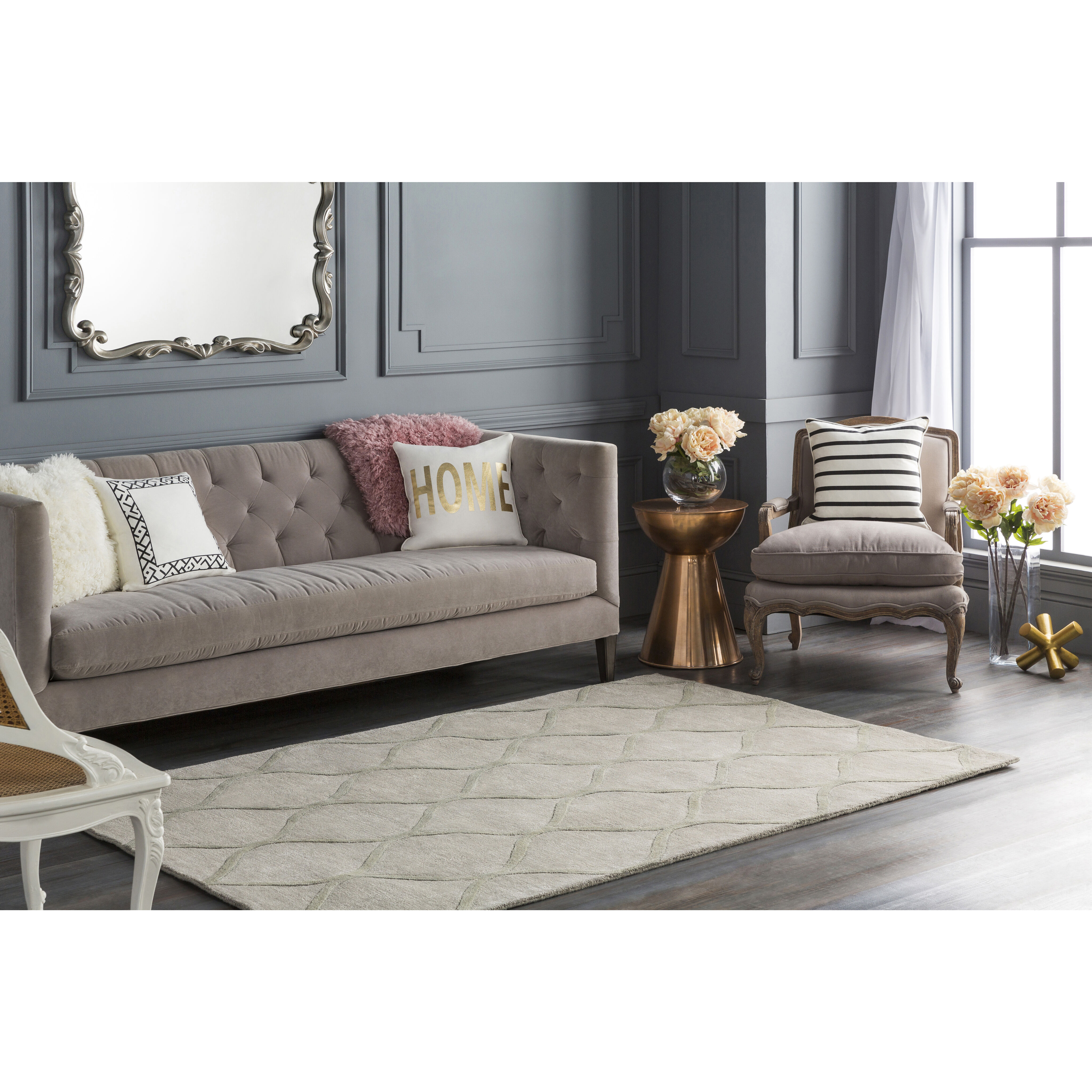 Urban 114 X 90 inch Light Gray/Medium Gray/Taupe Handmade Rug, Rectangle