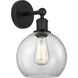 Athens Sconce Wall Light in Matte Black, Clear