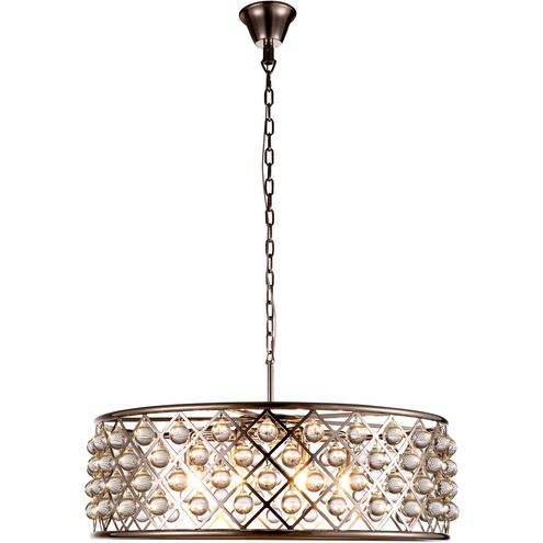 Madison 8 Light 32 inch Polished Nickel Pendant Ceiling Light in Clear, Smooth Royal Cut, Urban Classic