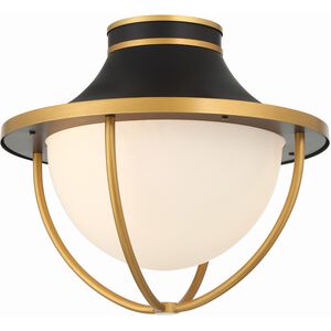 Atlas 2 Light 13.5 inch Matte Black/Textured Gold Outdoor Semi Flush