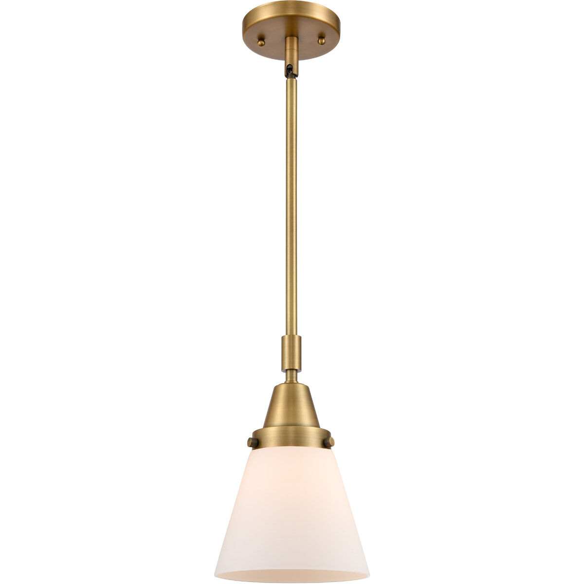 Franklin Restoration Small Cone 1 Light 6 inch Brushed Brass Mini Pendant Ceiling Light in Matte White Glass