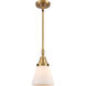 Franklin Restoration Small Cone 1 Light 6 inch Brushed Brass Mini Pendant Ceiling Light in Matte White Glass