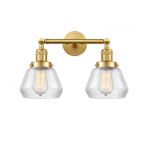 Franklin Restoration Fulton 2 Light 17 inch Satin Gold Bath Vanity Light Wall Light in Clear Glass, Franklin Restoration