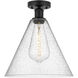 Edison Berkshire 1 Light 12 inch Matte Black Semi-Flush Mount Ceiling Light in Seedy Glass
