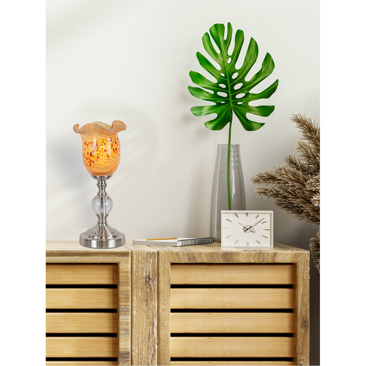 Speckle 13 inch 60.00 watt Brushed Nickel Uplight Accent Lamp Portable Light in Beige