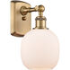 Ballston Belfast 1 Light 6 inch Brushed Brass Sconce Wall Light in Matte White Glass, Ballston