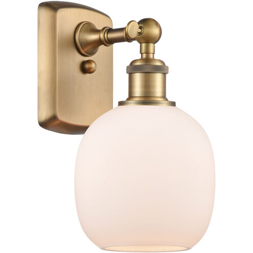 Ballston Belfast 1 Light 6 inch Brushed Brass Sconce Wall Light in Matte White Glass, Ballston