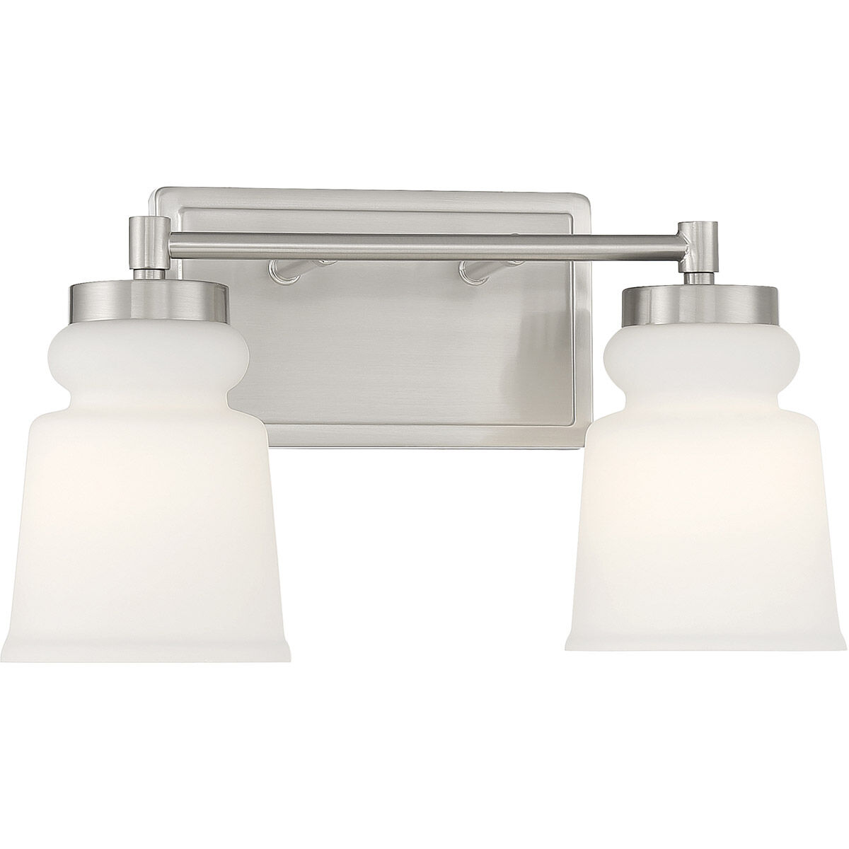 Contemporary 2 Light 14.5 inch Brushed Nickel Bathroom Vanity Light Wall Light