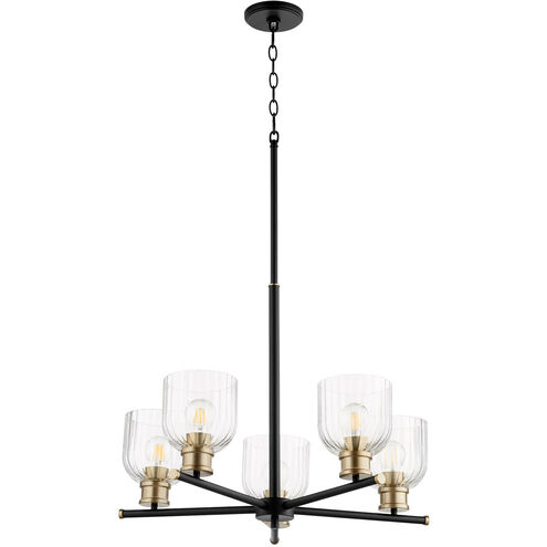 Monarch 5 Light 26 inch Noir and Aged Brass Chandelier Ceiling Light
