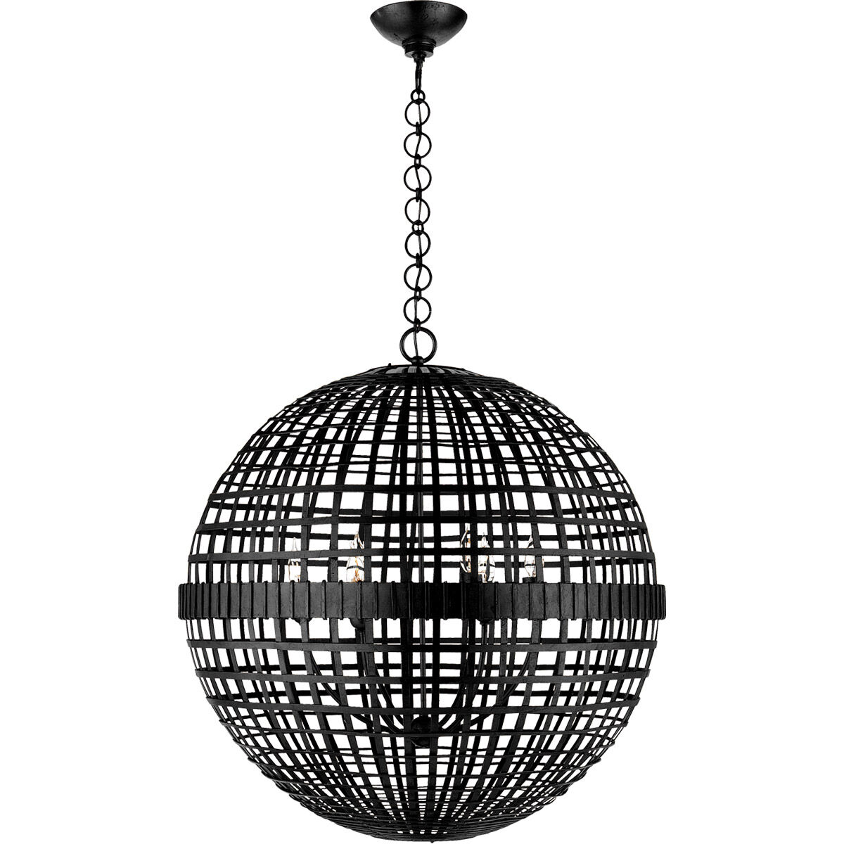 AERIN Mill 6 Light 30 inch Aged Iron Globe Lantern Pendant Ceiling Light, Large