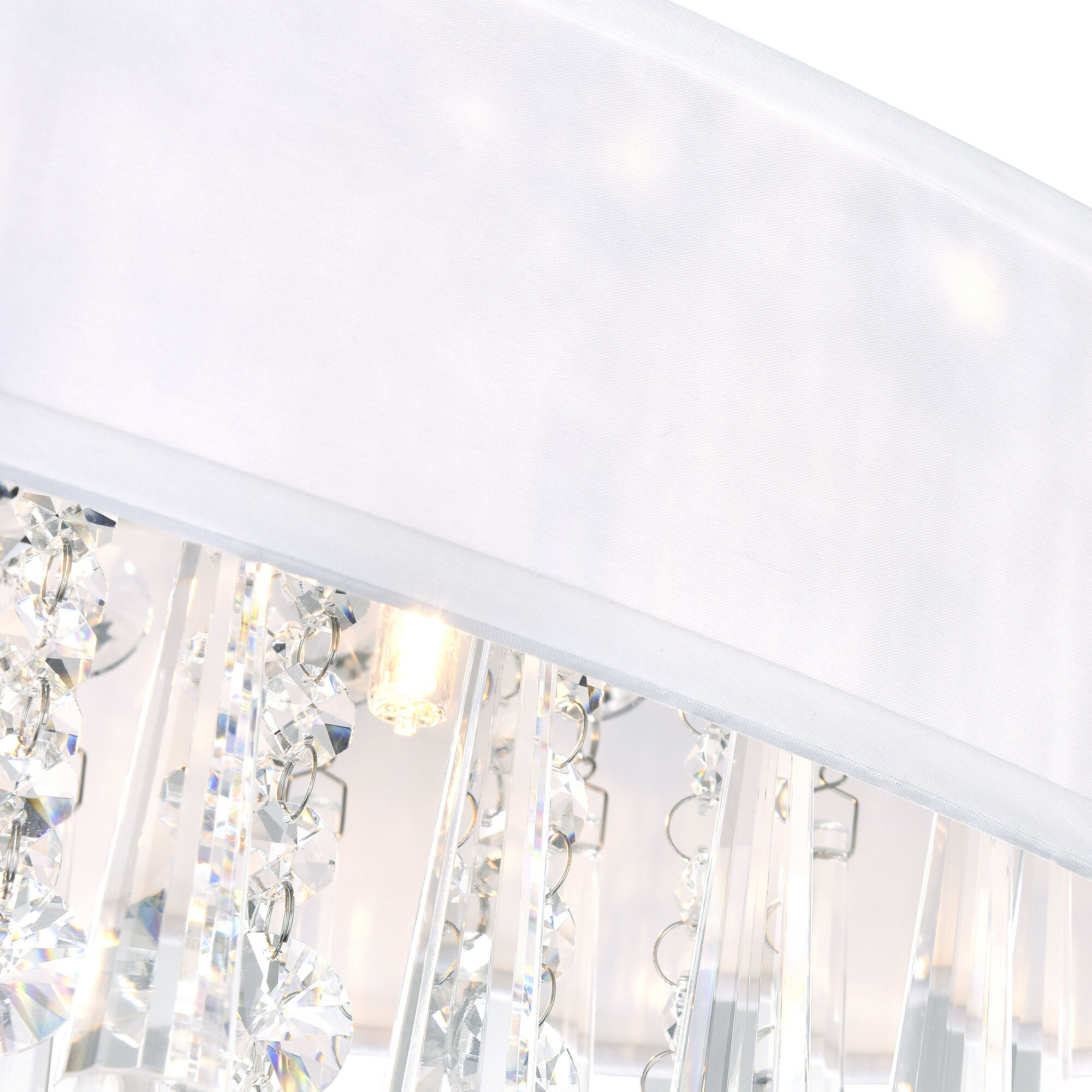 Franca 4 Light 16 inch Chrome Drum Shade Flush Mount Ceiling Light in Off White