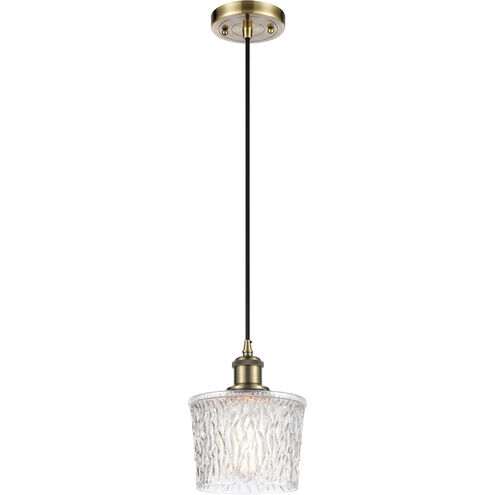 Ballston Niagra LED 6.5 inch Antique Brass Mini Pendant Ceiling Light in Black Textured, Ballston